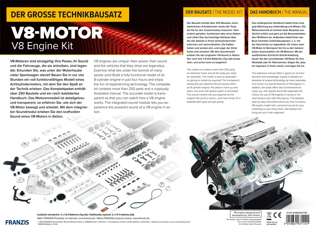 Grote V8-motor techniekset