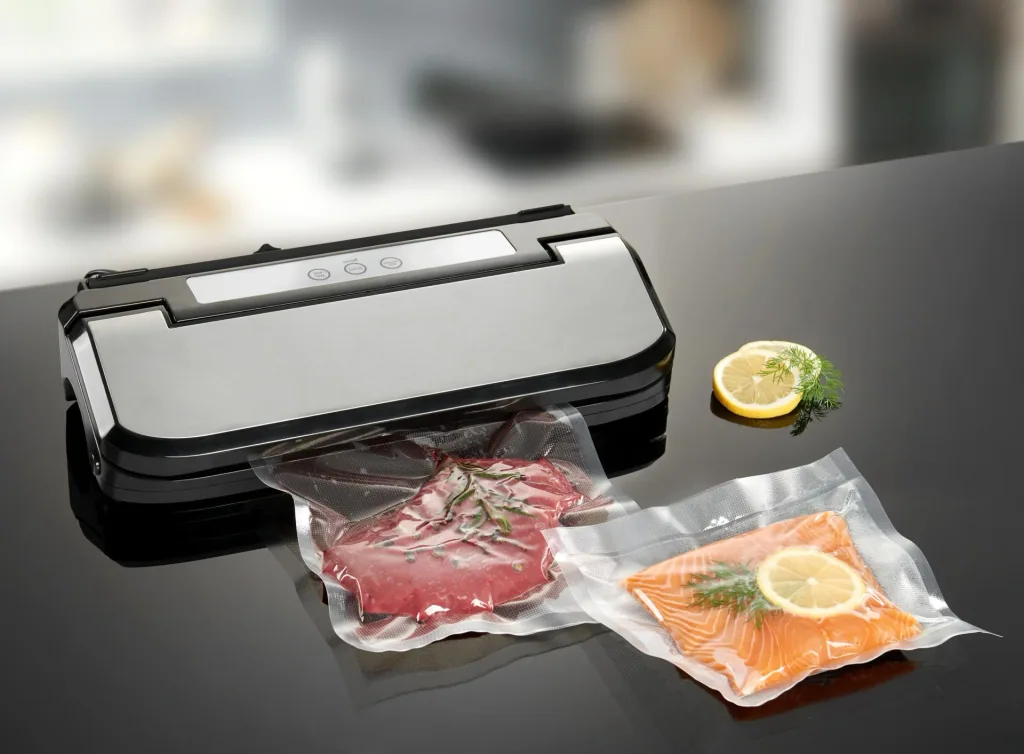 Stainless steel vacuum sealer, 150 W, FREE: 2 rolls (22x500 and 28 x500 cm) + 5 bags