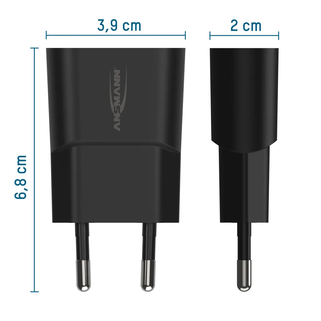 Thuislader HC105 – 5W USB-voedingsadapter, 1x USB-poort, 5V DC, zwart