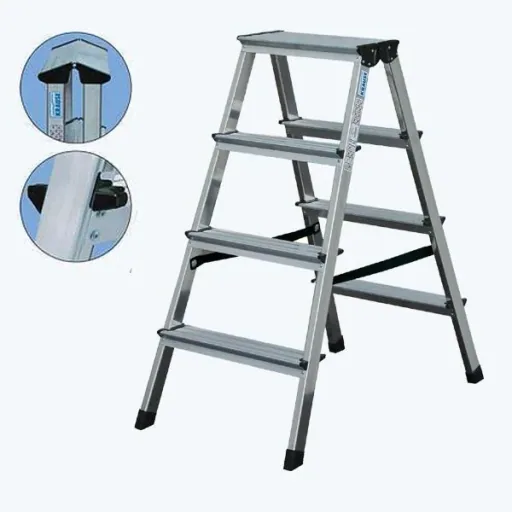 Aluminum steps double ladder 2 x 4 steps