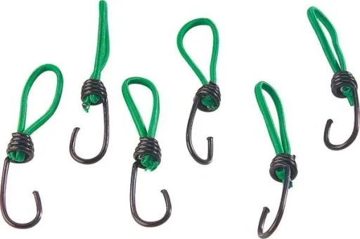 Rubber tensioners for cargo nets, tarpaulins and luggage securing, 12 pieces