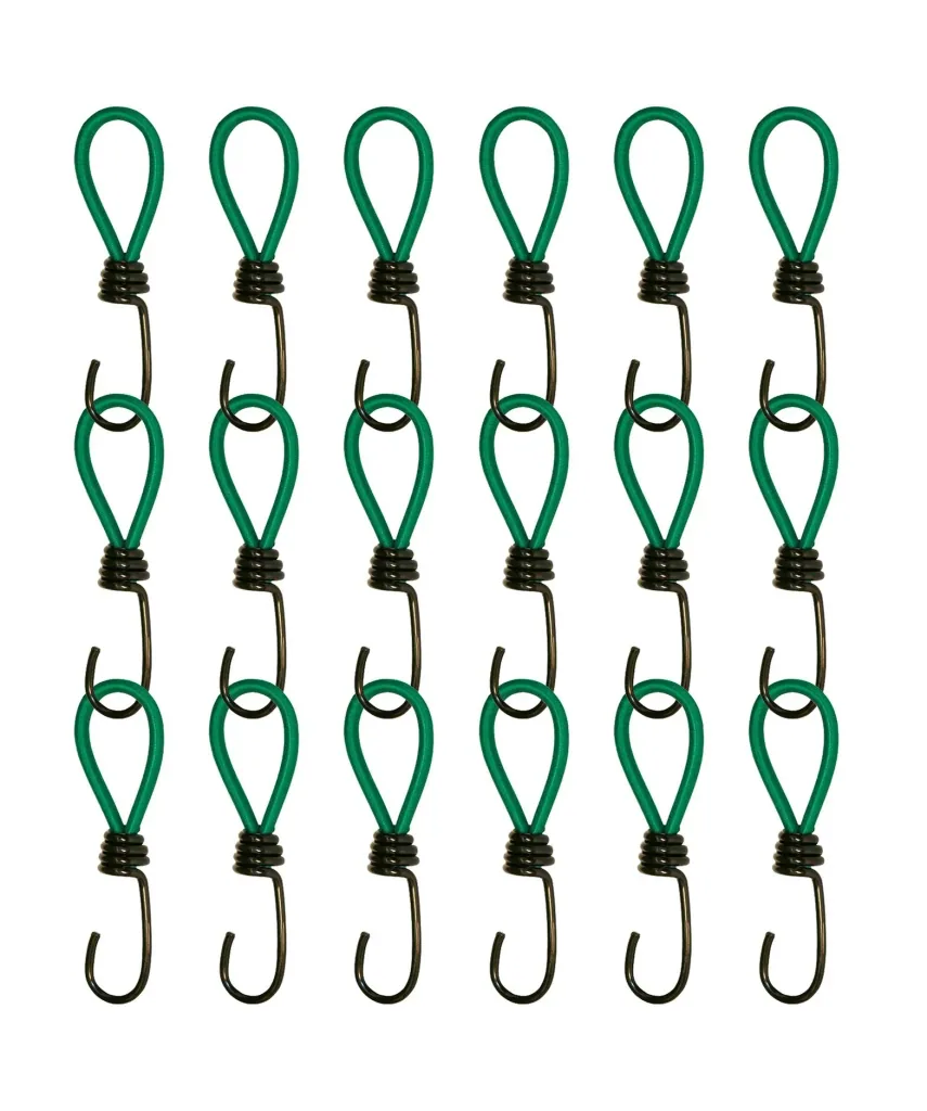 Rubber tensioners for cargo nets, tarpaulins and luggage securing, 18 pieces