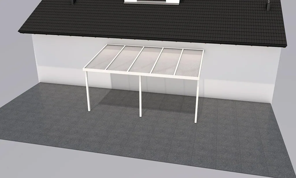 Patio roof Premium, white, 5100 x 3060 mm - Polycarbonate multi-wall sheets 16 mm, white striped