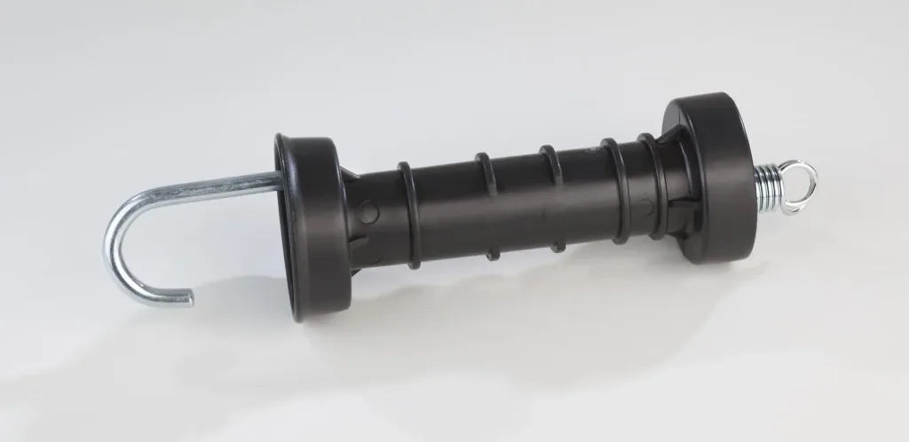 Gate handle with hook, black, 3 pieces