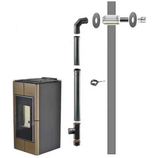 Drain fitting pellet stove facade black 80mm