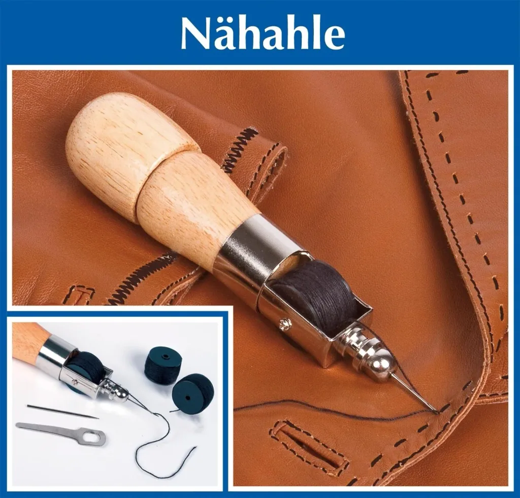 Sewing awl, including 2 spare spools