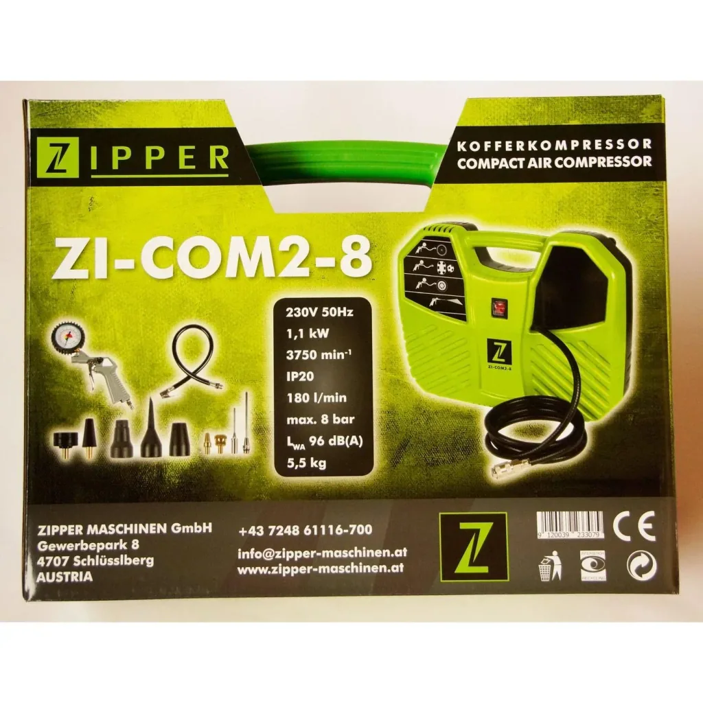 Portable case compressor ZI-COM2-8 - 8 bar - 1100W incl. accessory kit
