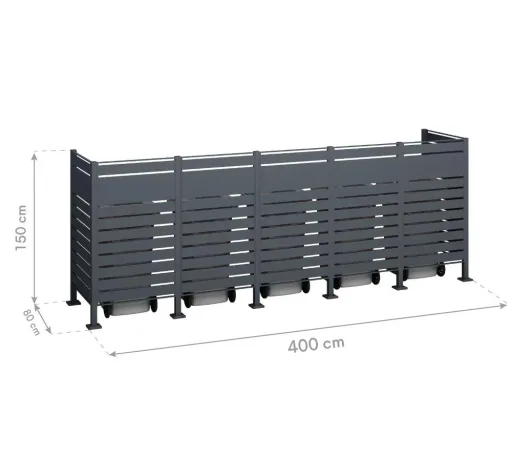 Garbage can cover Planum 5-box, 150 cm, anthracite