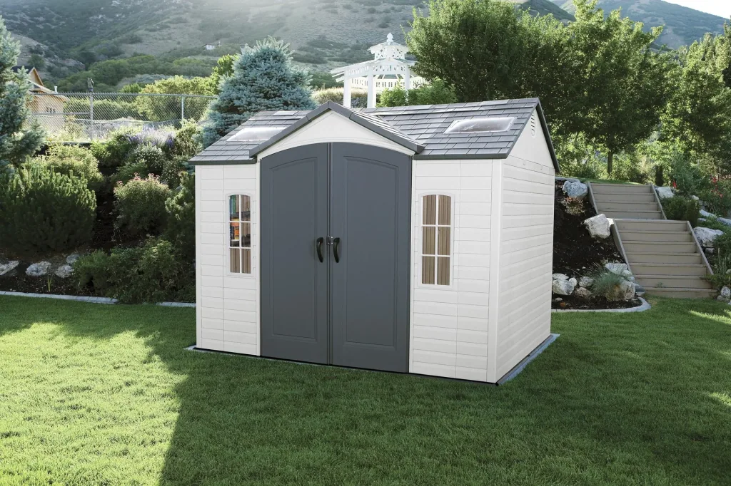 Lifetime Tuinhuis Sky 304,8×243,8×243,8 cm Lichtgrijs – 4 dakramen, staalversterkt