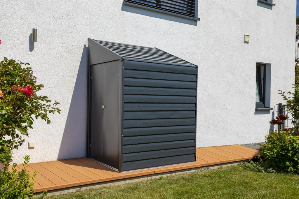 Gereedschapsschuur aanbouw 47 203×124×208 cm Grijs – Lessenaarsdak & dubbele deur, gegalvaniseerd staal