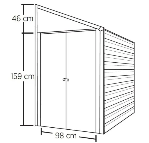 Gereedschapsschuur aanbouw 47 203×124×208 cm Grijs – Lessenaarsdak & dubbele deur, gegalvaniseerd staal