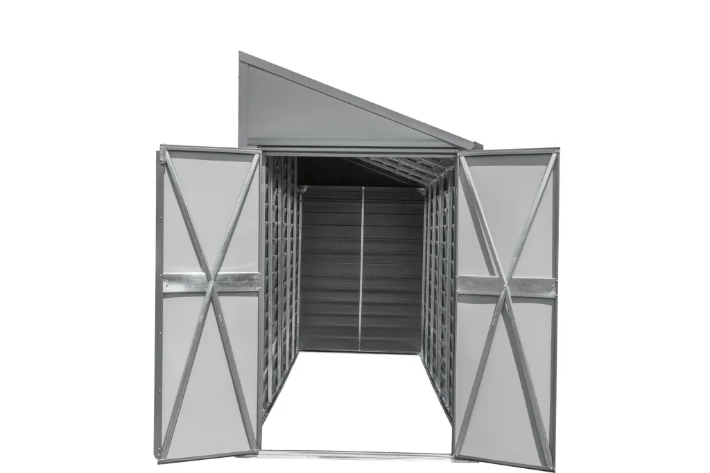 Gereedschapsschuur aanbouw 47 203×124×208 cm Grijs – Lessenaarsdak & dubbele deur, gegalvaniseerd staal