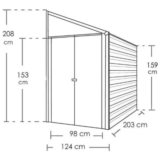 Gereedschapsschuur aanbouw 47 203×124×208 cm Grijs – Lessenaarsdak & dubbele deur, gegalvaniseerd staal