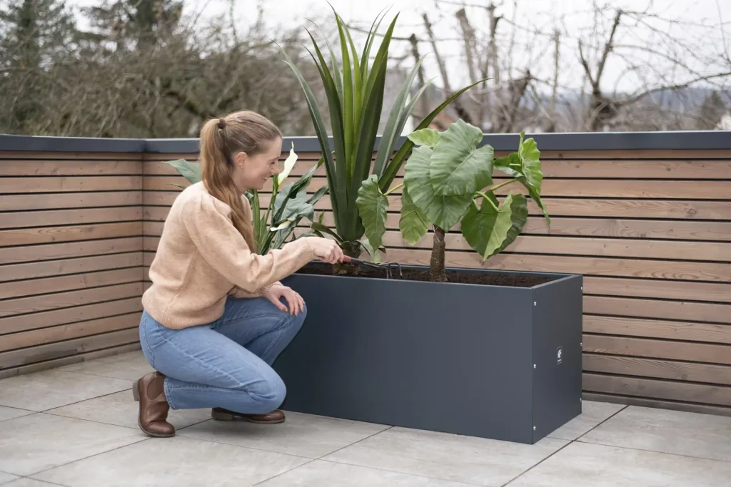 Herstera Garden Plantenbak Cube 150 × 50 × 50 cm Antraciet – Stalen plantenbak & verhoogde moestuinbak