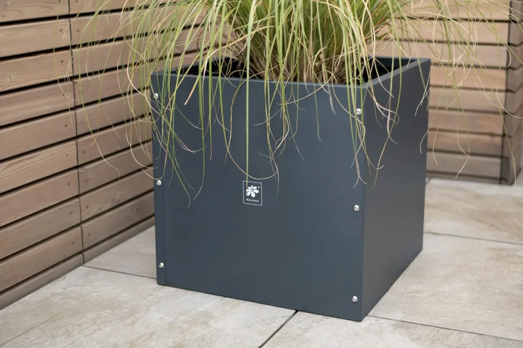Herstera Garden Plantenbak Cube 50 × 50 × 50 cm Antraciet – vierkante stalen plantenbak
