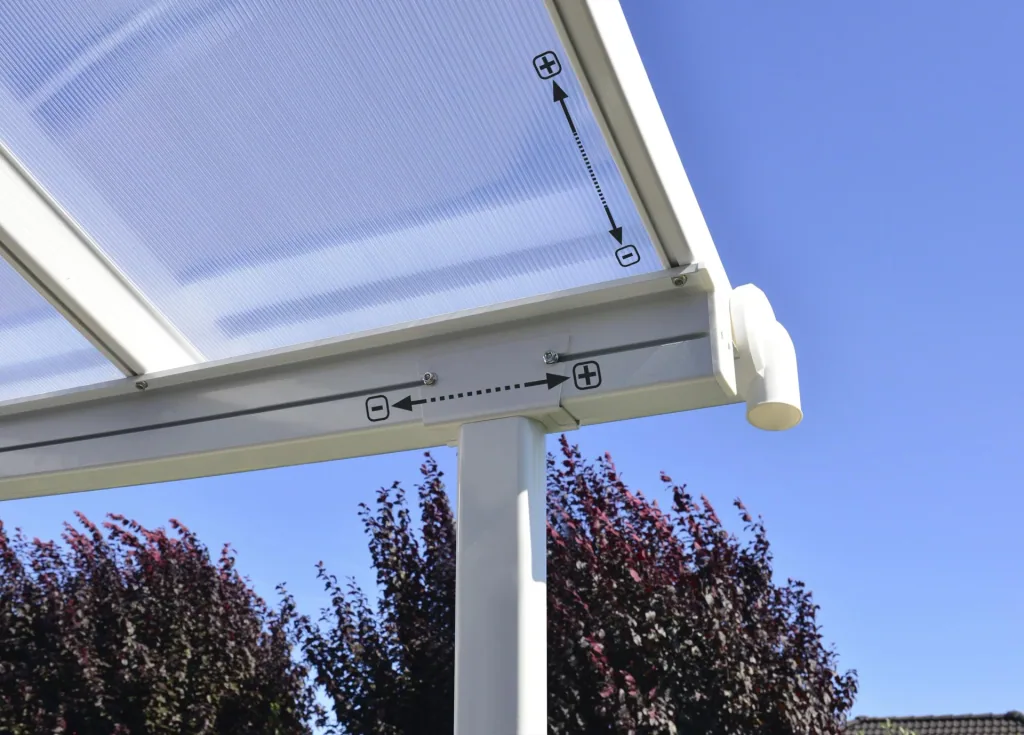 Palram Sierra Terrasoverkapping 447 × 228 cm Wit – Aluminium met 6 mm polycarbonaat