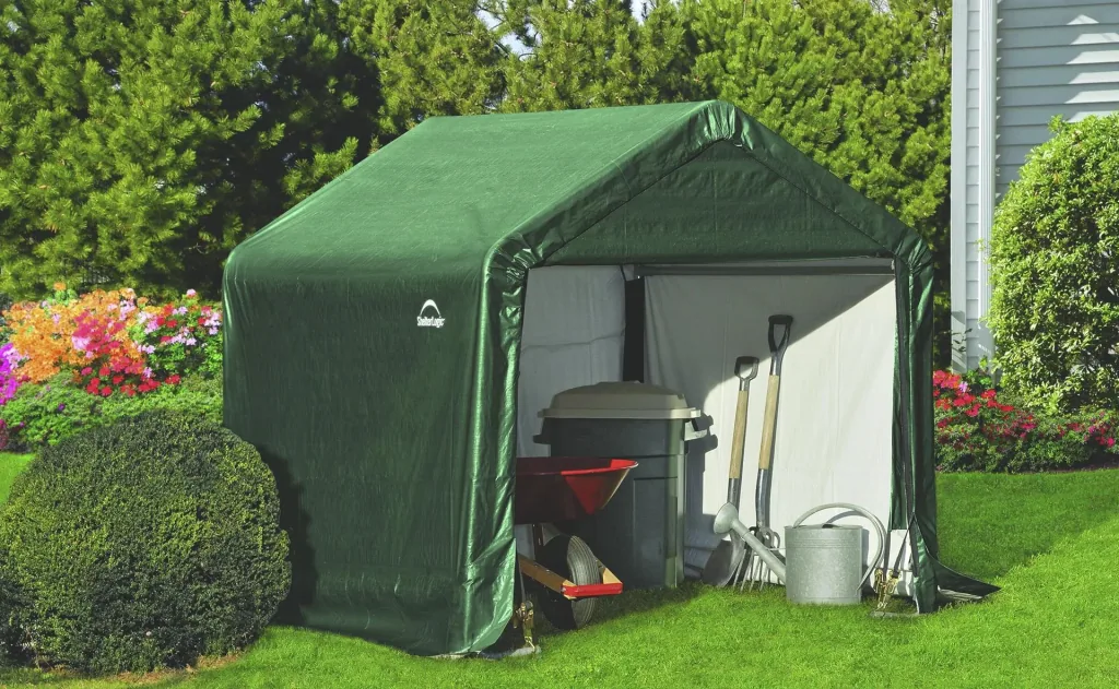 Folieschuurtje / Tentgarage 1,8 × 1,8 m groen – weerbestendig PE-zeil, 3,24 m²