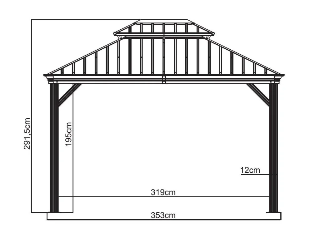 Sojag aluminium paviljoen Messina 10×12 ft, antraciet – met hardtop