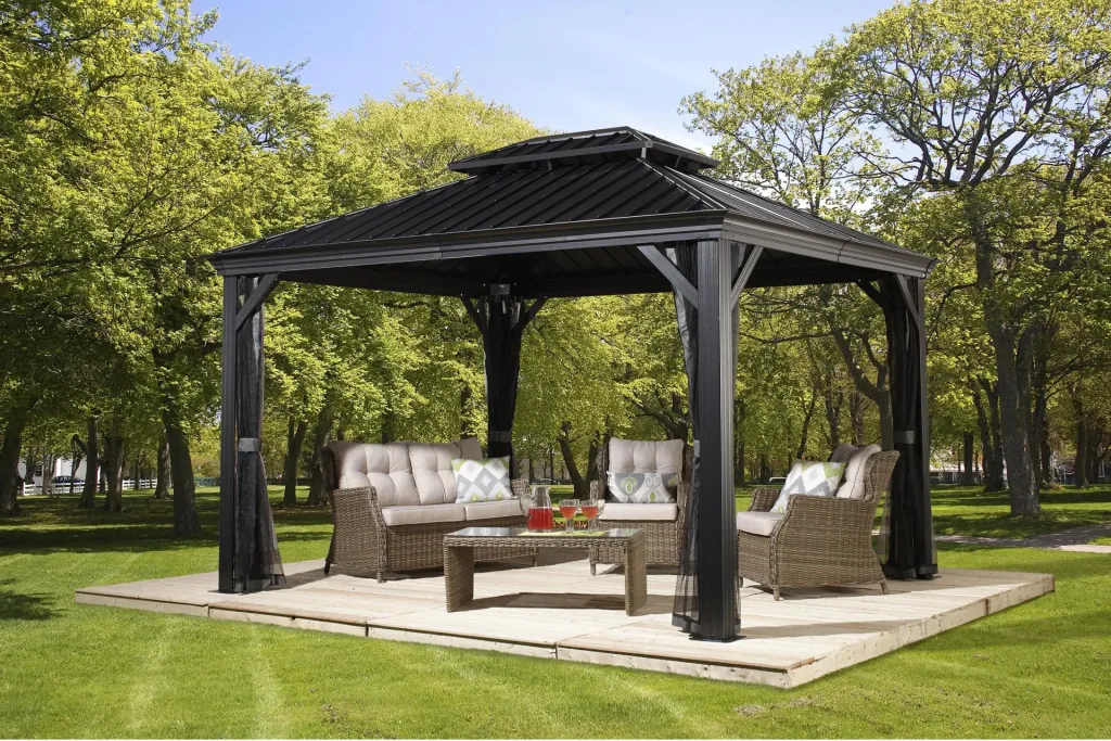 Sojag aluminium paviljoen Messina 10×12 ft, antraciet – met hardtop
