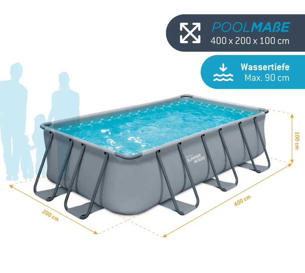 Pool Elite 400 x 200 x 100 cm, anthrazit
