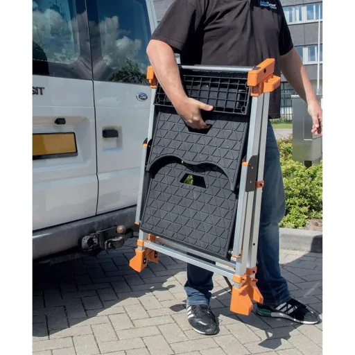 TRANSFORM A MULTIFUNCTIONAL WORKBENCH AND STEP LADDER INTO ONE UNIT