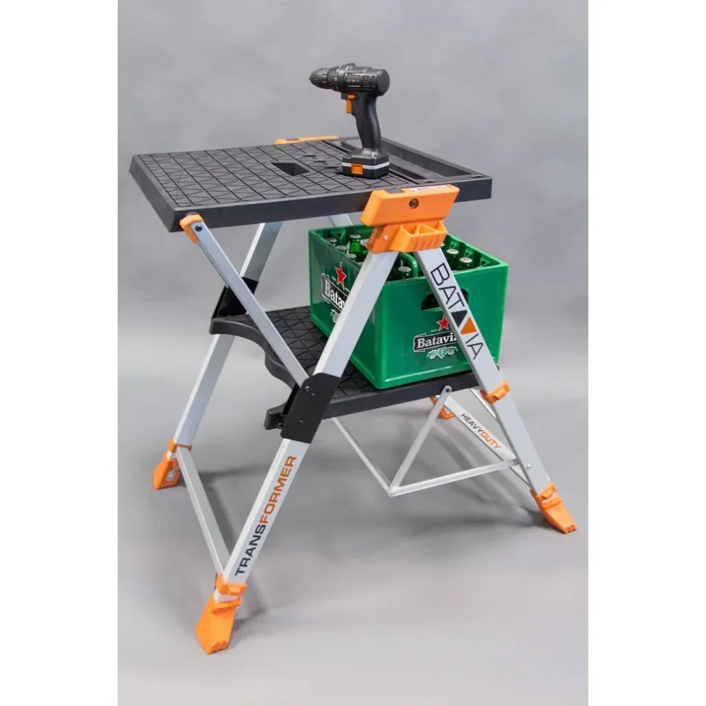 TRANSFORM A MULTIFUNCTIONAL WORKBENCH AND STEP LADDER INTO ONE UNIT