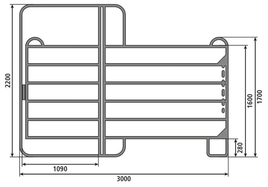 Pasture panel - fence element with gate, 3.0 m length, total height 2.2 m