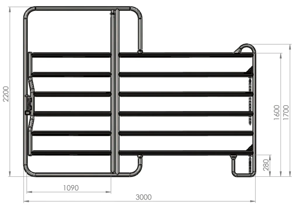 Pasture panel - fence element with gate, 3.0 m length, total height 2.2 m