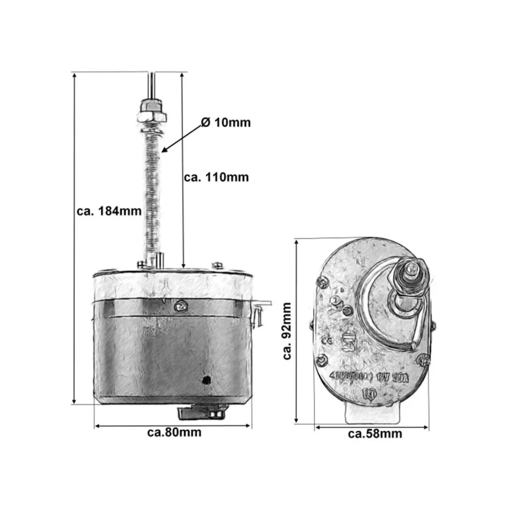 Windshield wiper motor, 12 volts for tractors