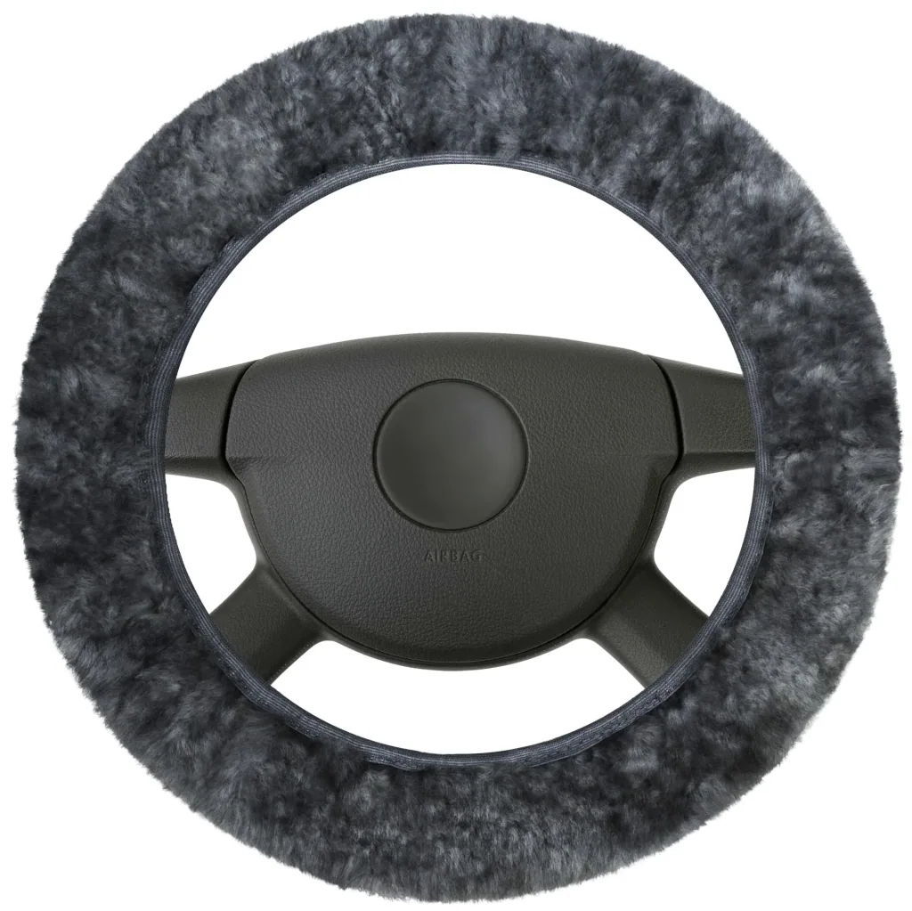Lambskin steering wheel cover - steering wheel protector in anthracite