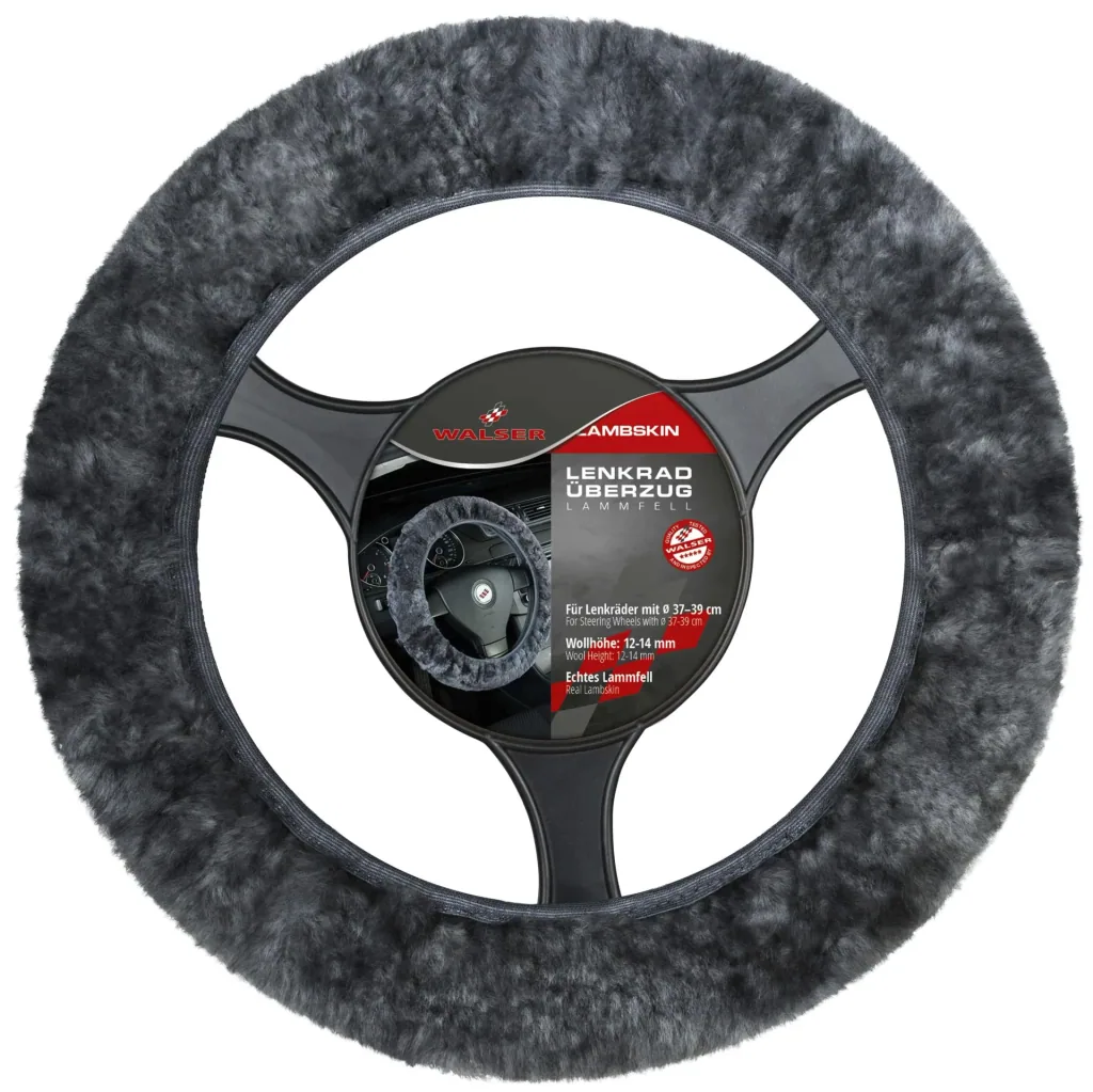 Lambskin steering wheel cover, anthracite