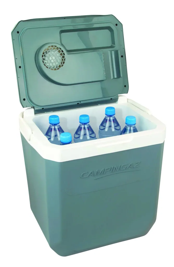 Powerbox Plus 28L Thermoelectric Cooler with 28L capacity, antimicrobial interior walls, 12V plug