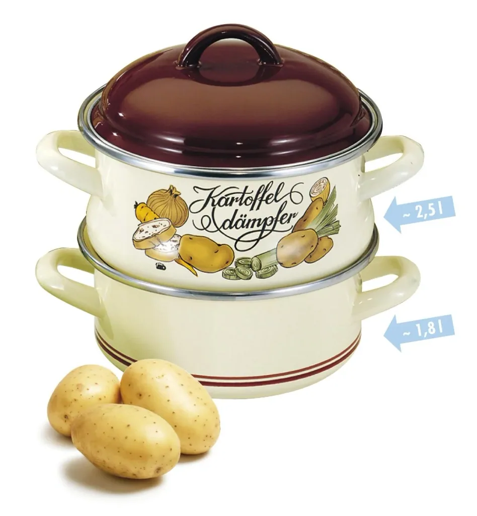 Enamel potato steamer Ø 18 cm - potato/vegetable pot with 1.8 L / 2.4 L