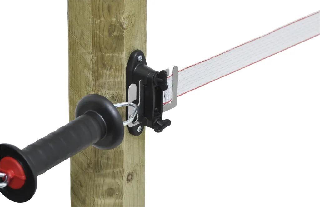 Strap gate handle Isolator Profi with stainless steel plate, black, 4 pieces
