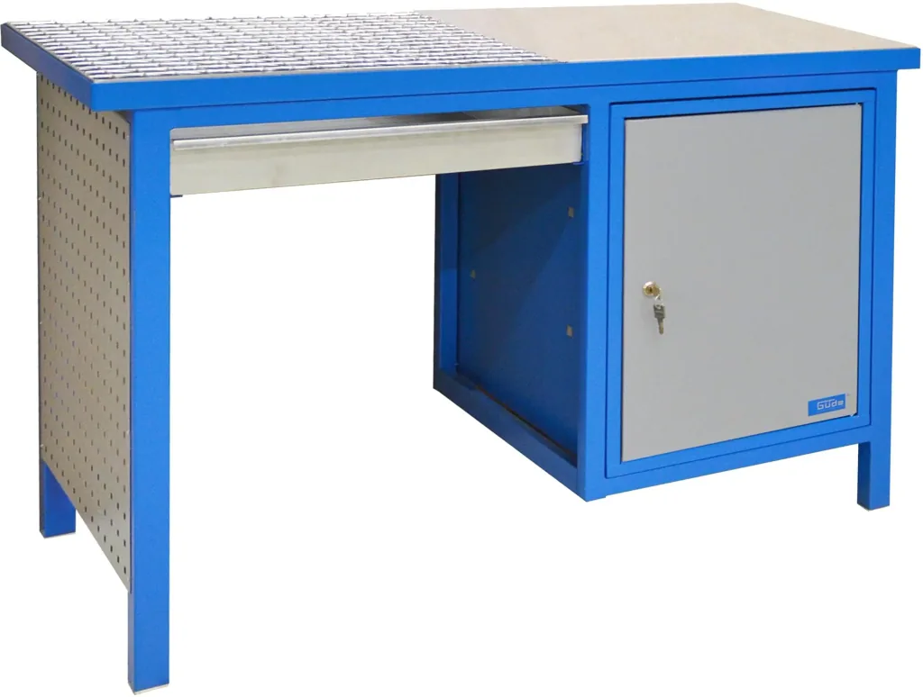 Laswerkbank SW 1200/600 met vergrendelbare deur, lasrooster met opvangbak