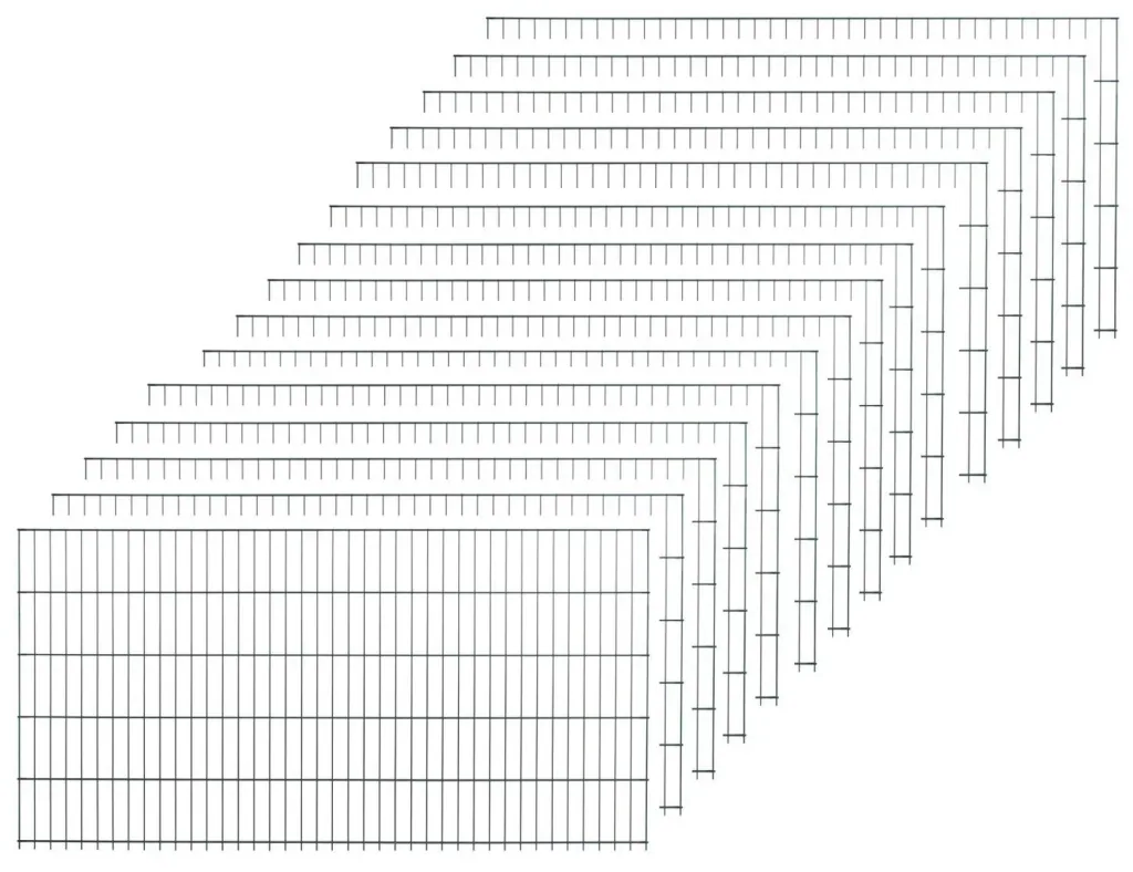 Set dubbelstaafmatten, groen, 15 stuks, elk 123 cm x 200 cm