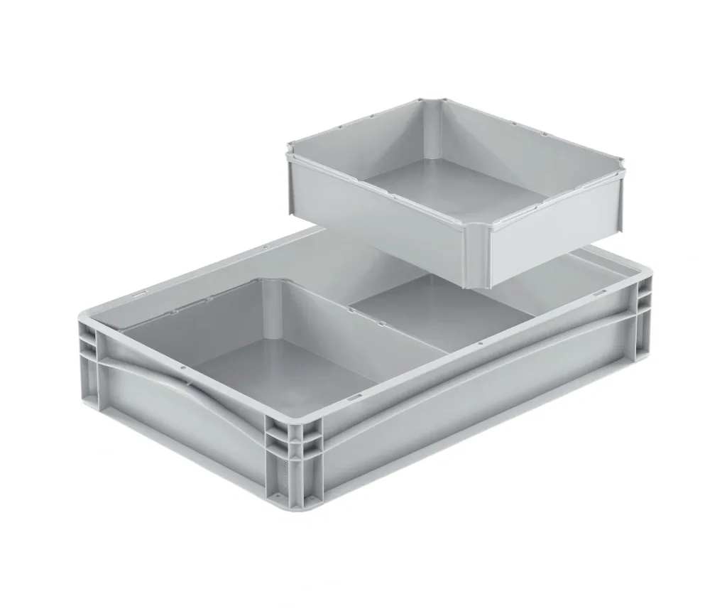 Eurobox inzetbak grijs 1/2 dwars