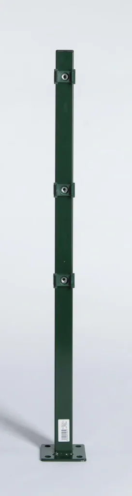 Paal met voet, geïntegreerde montageplaat, groen, 1300 x 40 x 40 mm