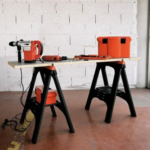Kunststof universele bok set van 2, draagvermogen per bok 300 kg, grijs
