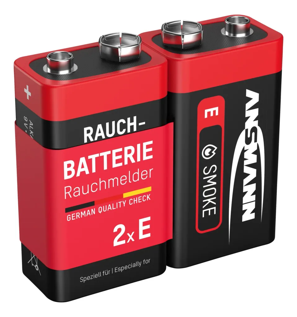 Alkaline 9 Volt block smoke detector battery, 2 pieces