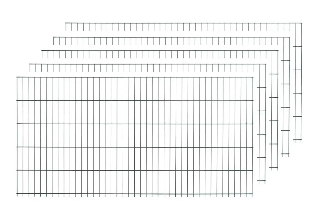 Set dubbelstaafmatten, groen, 5 stuks, elk 123 cm x 200 cm