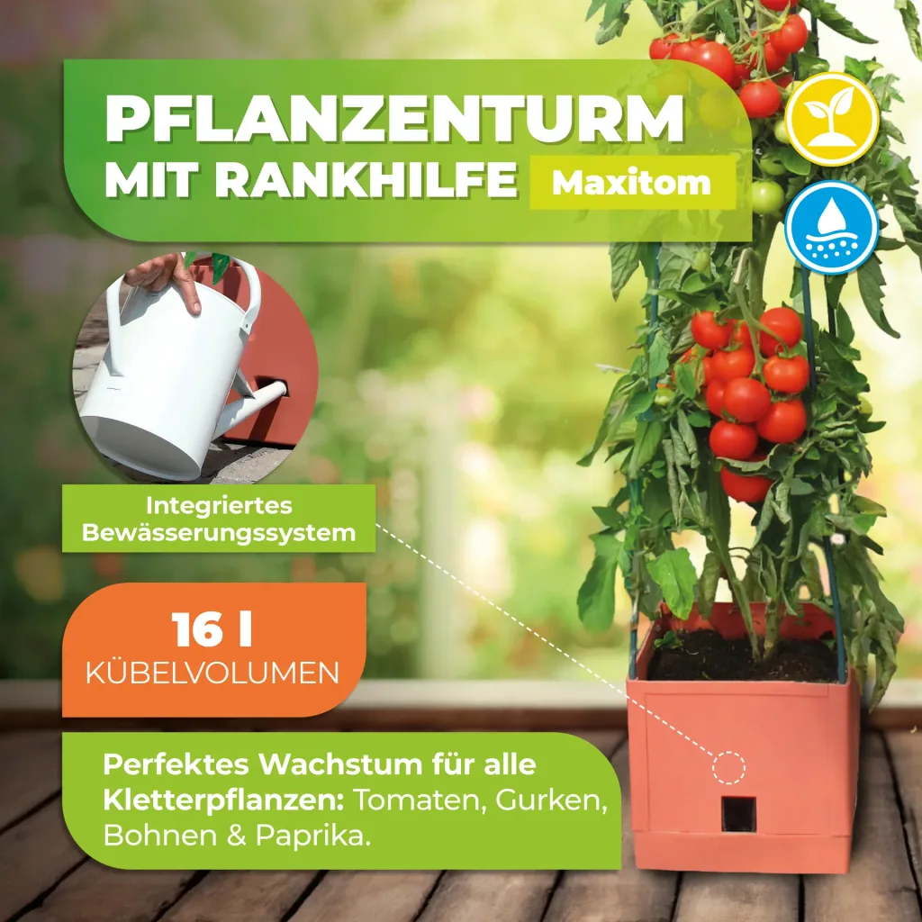 Planttoren "Maxitom" met latwerk en irrigatie