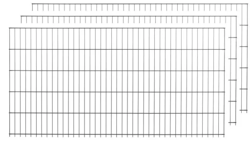 Set dubbelstaafmatten, antraciet, 3 stuks, elk 75 cm x 200 cm