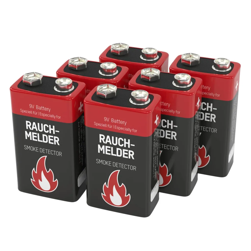 Alkaline 9 V batterij voor rookmelder - 6 stuks