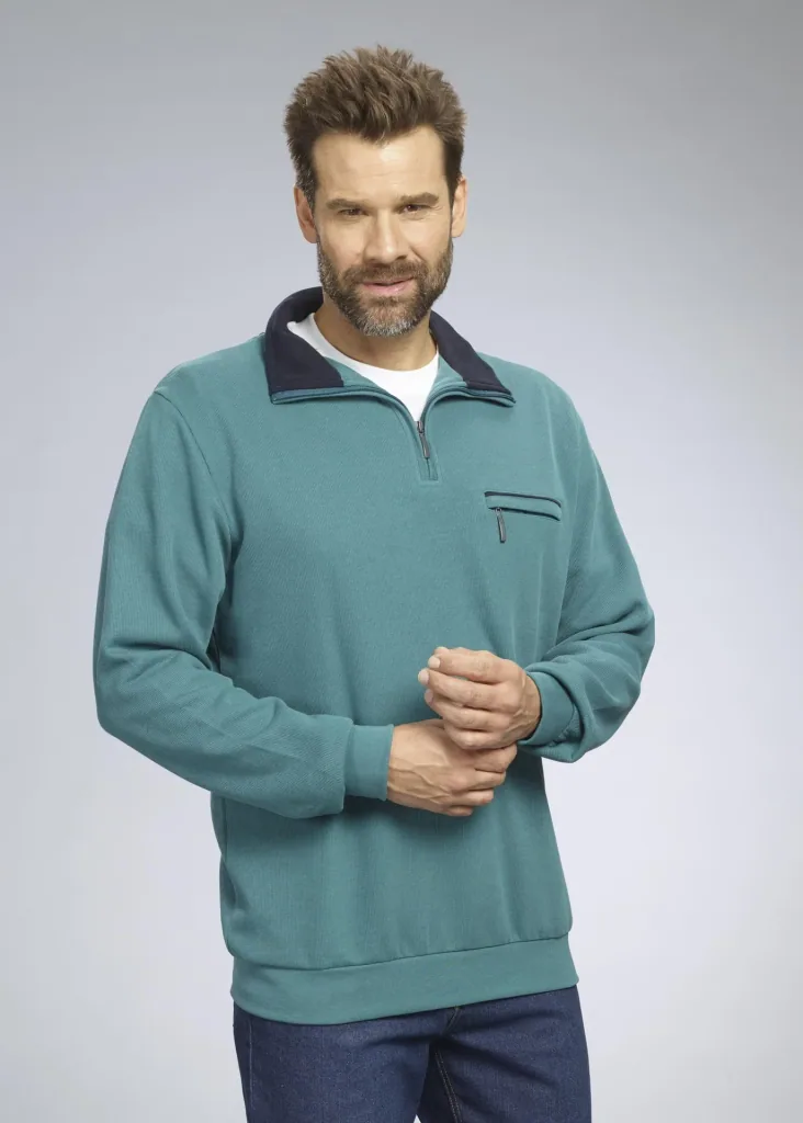 Sweatshirt with zipper, color green, size XL