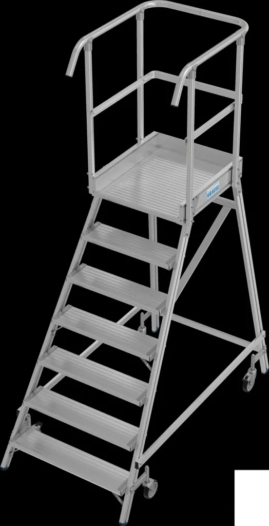 Platform ladder 7 aluminum steps one-sided mobile