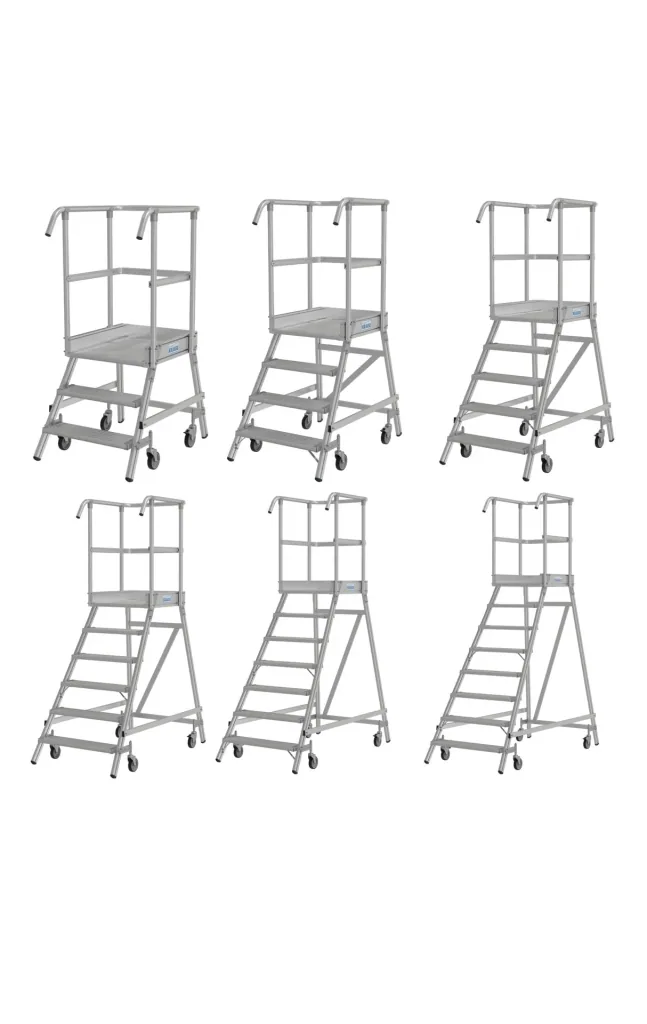 Platform ladder 7 aluminum steps one-sided mobile