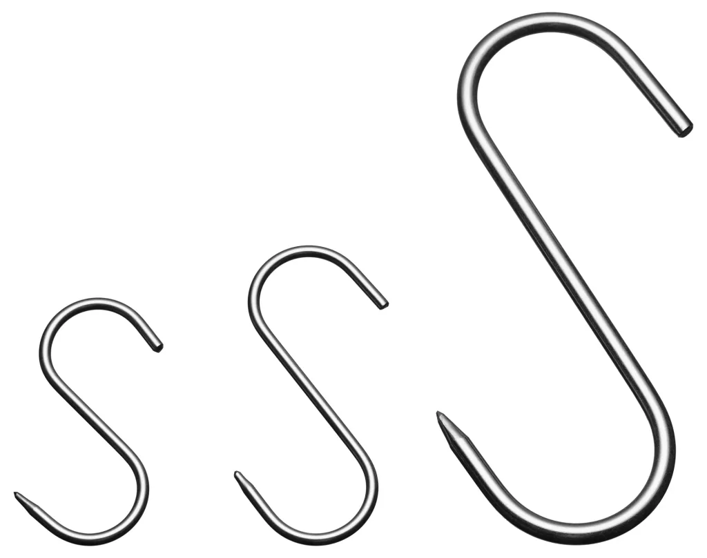 Meat hooks, stainless steel, 10 cm, 10 pieces