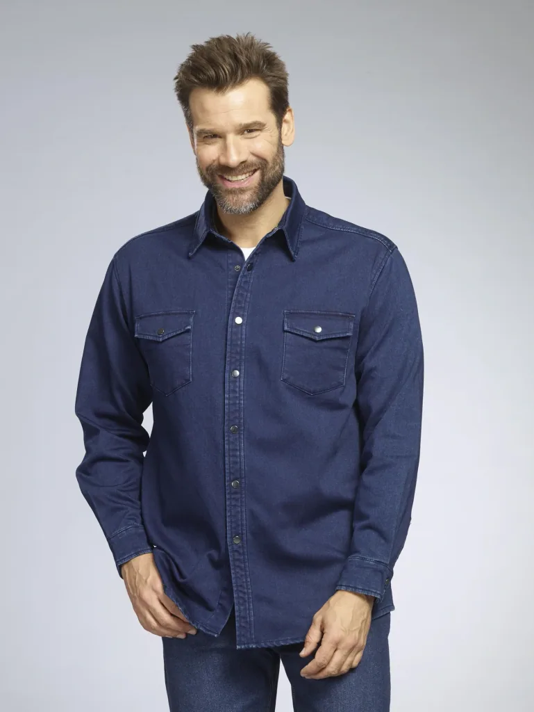 Denim shirt, color denim blue, size M