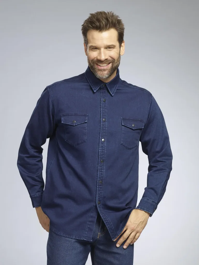 Denim shirt, color denim blue, size M